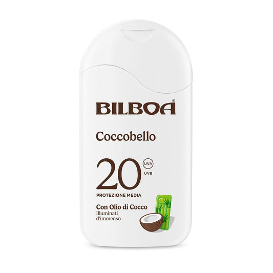 Bilboa Coccobello Latte Solare SPF 20, con Olio di Cocco, Illuminati d’Immenso, Resistente all'Acqua, 200 ml