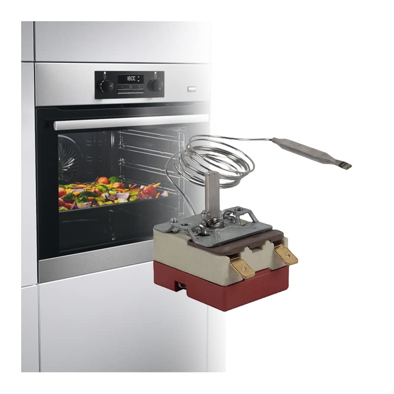 CG94 - Termostato Universale per Forno Elettrico | Regola Temperatura 50°-290° | Sonda 127mm Ø 4mm, 2 Contatti, Corallo, Universale