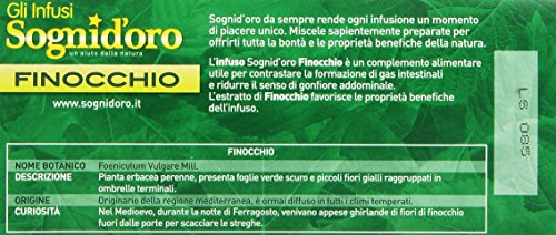 Sognid'Oro - Infuso Finocchio, Riduce il Gonfiore Addominale - 4 confezioni da 20 filtri [80 filtri, 160 g]