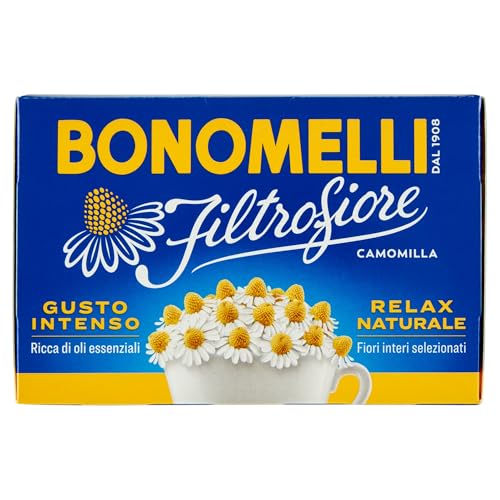 Bonomelli Camomilla Filtrofiore 14 Bustine, Con Tutte Le Parti Del Fiore, Solo Capolini Interi Selezionati, Aroma Ricco e Avvolgente, Infuso Rilassante