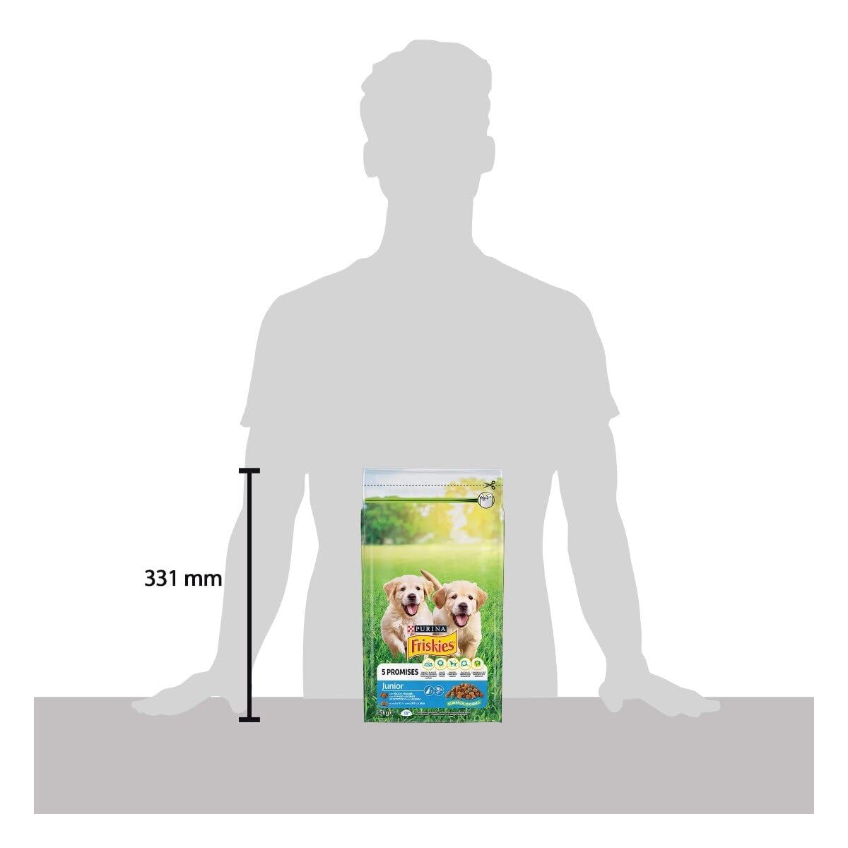 PURINA FRISKIES 5 Promesse Crocchette per Cani Cuccioli con Pollo, Verdure e Latte Sacco da 1.5kg