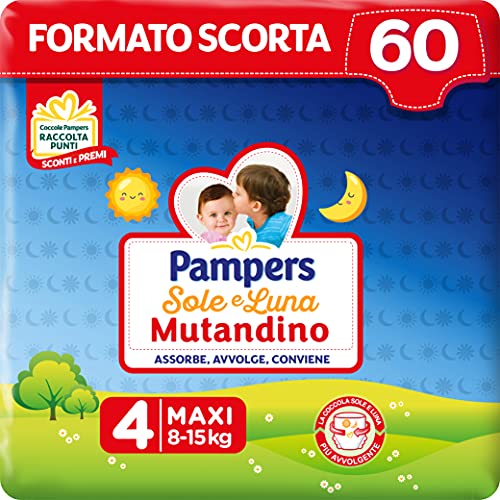 Pampers Sole e Luna Pannolino a Mutandino Maxi, Taglia 4 (8-15 kg), 60 Pannolini