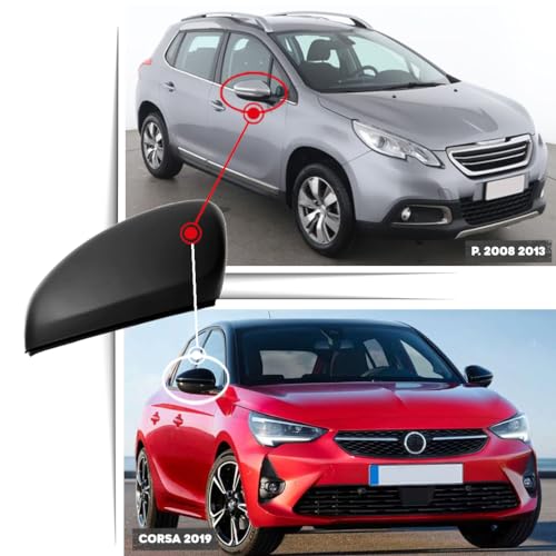 CG94 - Calotta Specchietto Retrovisore Nera per Auto C. C3 2016 - C. C4 Cactus 2014 - P. 208 2012 - P. 2008 2013 - O. Corsa F 2019