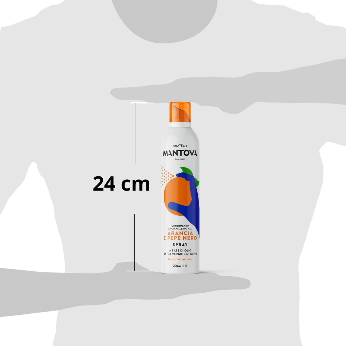 Arancia e Pepe Nero Spray in Olio Extra Vergine di Oliva 200ml - Olio Spray italiano – Sprayleggero – 100% Naturale,100% Leggero, 100% Facile - Con lo spray risparmi fino al 90% di prodotto
