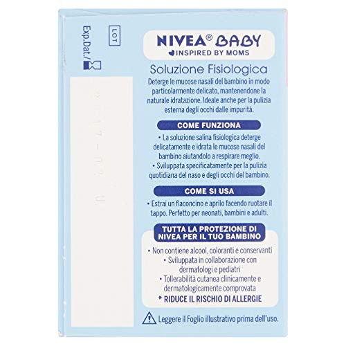 Nivea Baby Soluzione Salina Naturale, Deterge Naso e Occhi, Aspiratore Nasale in Silicone, Ideale per Bambini