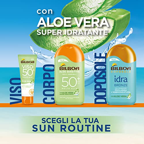 Bilboa, Protezione Solare Corpo Aloe Sensitive Trigger SPF 50+, Spray Solare Alta per Pelli Sensibili, Formula con Aloe Vera, Senza Alcool, Resistente all'Acqua, 250 ml