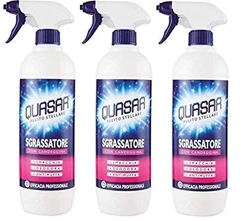 3x QUASAR SGRASSATORE CON CANDEGGINA SPRAY 650ML - 1950 Ml