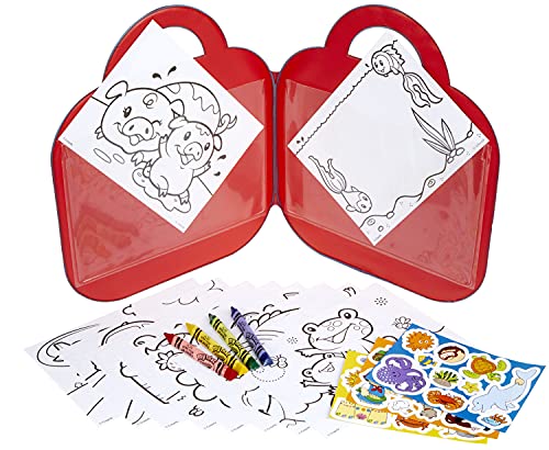 Crayola Mini Kids, Tappetino Colora & Ricolora, per bambini a partire dai 12 mesi, con 4 pastelli a cera, 12 attività e 3 fogli di sticker