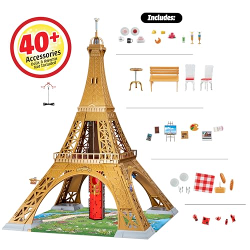 Bandai - Miraculous - Playset Deluxe Paris - Grande Monumento da Gioco 1,20m - Torre con 40 Accessori, Piani, Negozi, Teleferica, Bambole non incluse - Giocattolo per Bambini dai 4 Anni in su - P50659