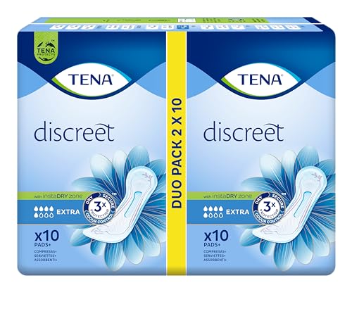 Tena Discreet, Extra, 20 pezzi, per Donna, Assorbenti per Perdite Femminili, Discreti e Confortevoli