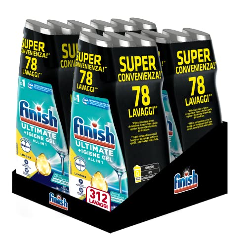 Finish Quantum +Igiene Gel Detersivo per Lavastoviglie Liquido con Potere di Napisan