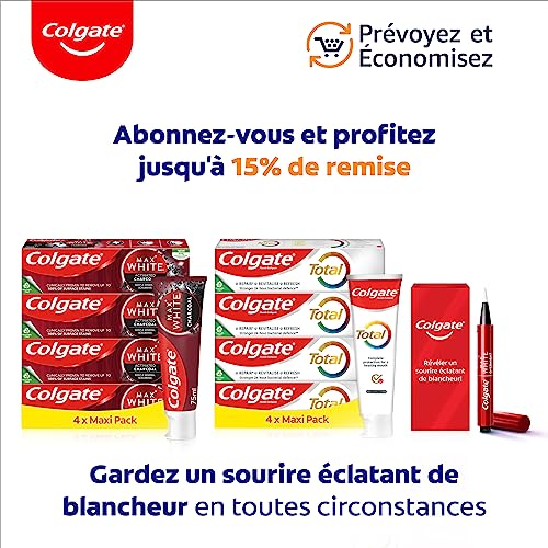 COLGATE - Dentifricio bianco Max Ultra Perle di freschezza | denti più bianchi in 3 giorni* - freschezza duratura - elimina le macchie in profondità* - dentifricio al fluoro - Confezione da 2 x 75 ml