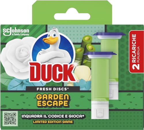 Duck Fresh Discs - 2 Ricariche da 6 Dischi Gel Igienizzanti WC, Fragranza Rosa & Fiori di Loto, Confezione da 2 Applicatori e 12 dischetti