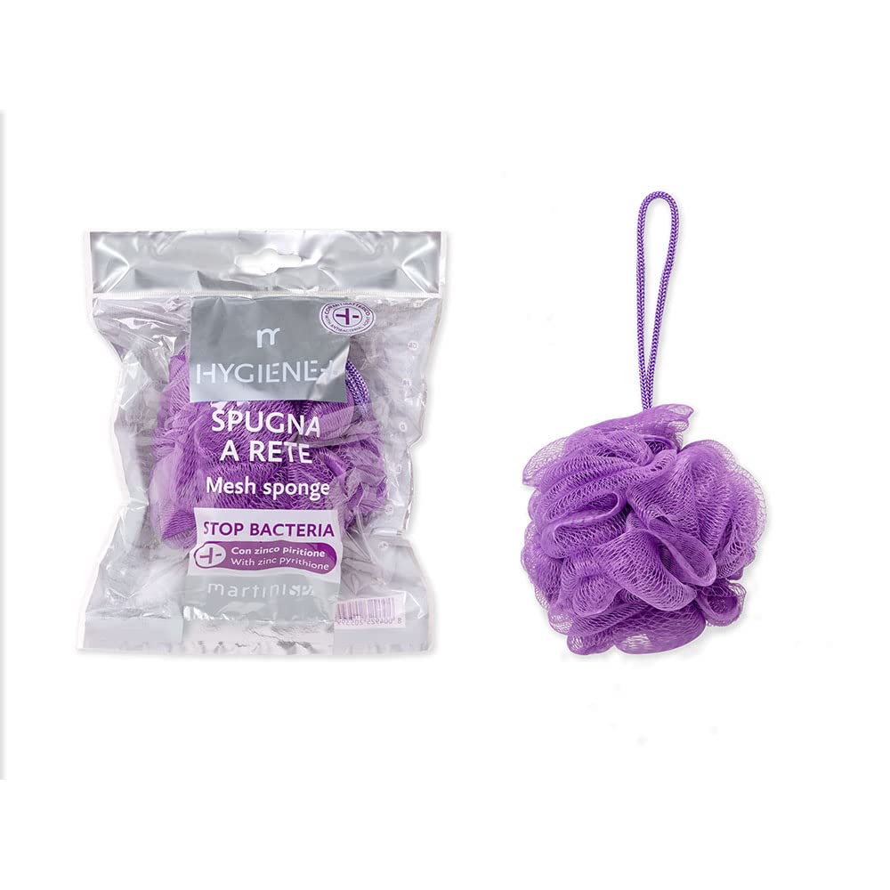 martini SPA - Hygiene+ - Spugna a rete in nylon con zinco piritione, colore casuale (viola/blu), 43g, 1 unità