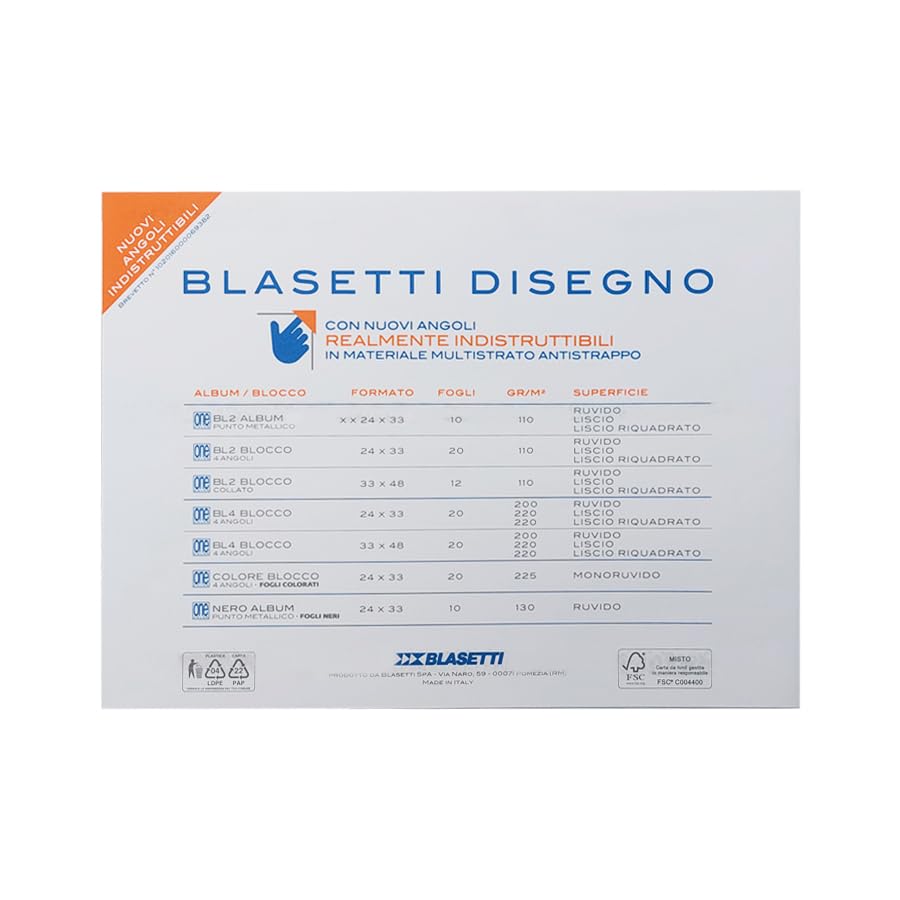 Blasetti Album da disegno - Blocco da 20 fogliFormato 24×33 cm con angoli indistruttibili