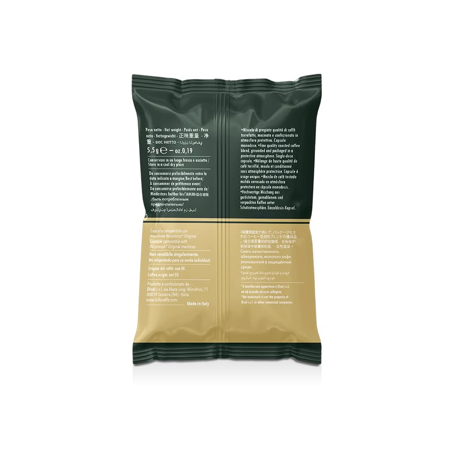 Lollo Caffè Passione Espresso, Miscela Oro - Arabica - 100 Capsule - Compatibili con le Macchine ad uso domestico Nespresso*