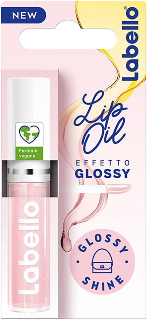 Labello Lip Oil Effetto Glossy – Glossy Shine 5.5 ml, Lucidalabbra volumizzante e idratante, Olio labbra con oli di origine 100% naturale, Lip gloss per labbra morbide e luminose