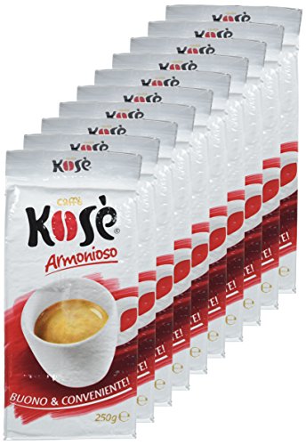 Kosè - Caffè Armonioso, Miscela di caffè torrefatto e macinato - 10 pezzi da 250 g [2500 g]