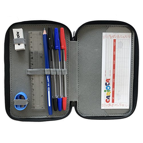ASTUCCIO 3 ZIP - CARIOCA - attrezzato con penne, matite, pennarelli