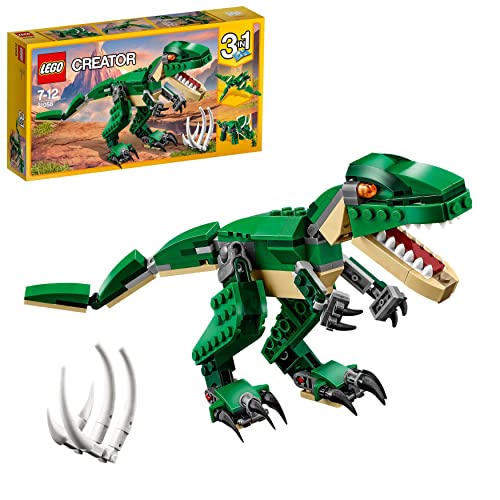 LEGO Creator Dinosauro, Modello 3 in 1, Figure del Triceratopo e Pterodattilo, Sistema di Costruzione Modulare, 31058