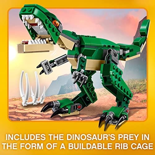LEGO Creator Dinosauro, Modello 3 in 1, Figure del Triceratopo e Pterodattilo, Sistema di Costruzione Modulare, 31058