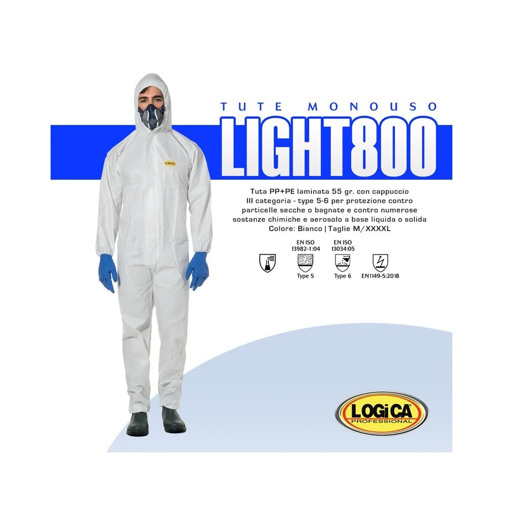LOGICA Tuta Monouso Bianco 55gr PP+ PE Laminato XXL
