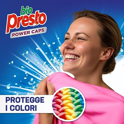 Bio Presto Power Caps Color, Detersivo Lavatrice Predosato In Capsule, Confezione Da 54 Lavaggi
