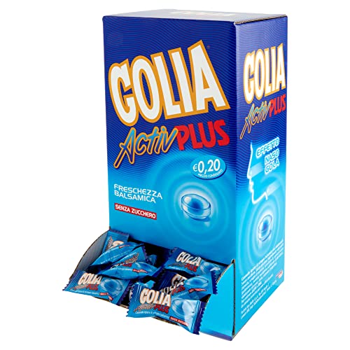 Golia Activ Plus Caramelle al Gusto Menta, Caramelle Balsamiche al Mentolo e Eucaliptolo, Formato Monopezzo, Box da 180 pezzi Incartati Singolarmente