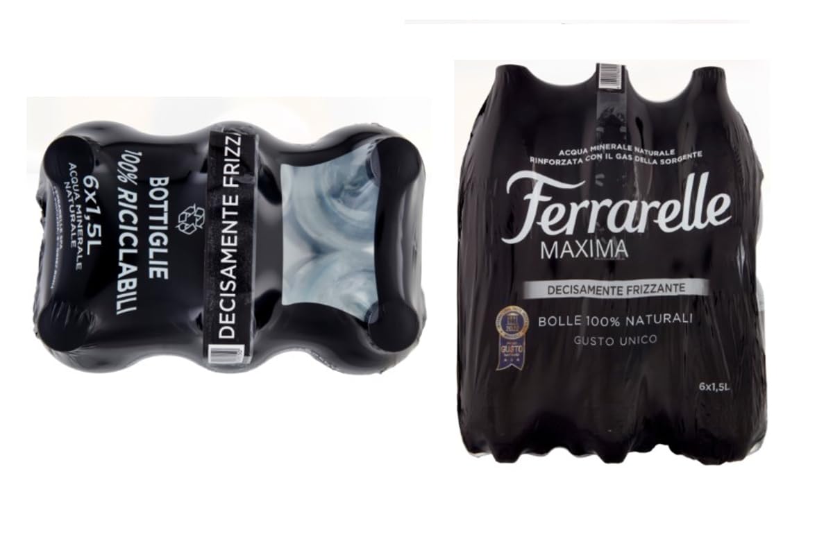 Ferrarelle Maxima Acqua Minerale Naturale Frizzante, Confezione da 18 Bottiglie, 1,5 L (18 Bottiglie)