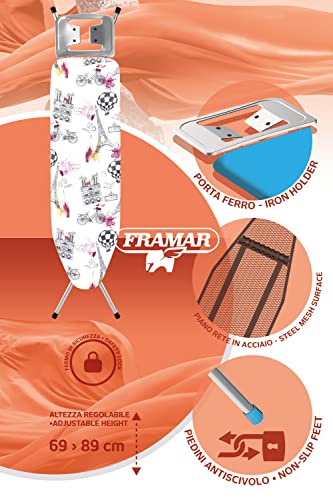 FRAMAR STIRA LIGHT - Asse da stiro 30 x 105 con portaferro, chiusura di sicurezza e piedini antiscivolo