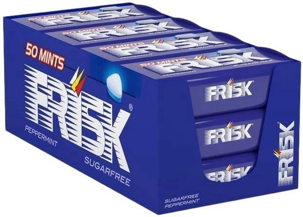 CG94! Frisk Caramelle Dure, Gusto Menta, Senza Zucchero, Confezione da 12 Astucci in Metallo da 50 Mentine ciascuno
