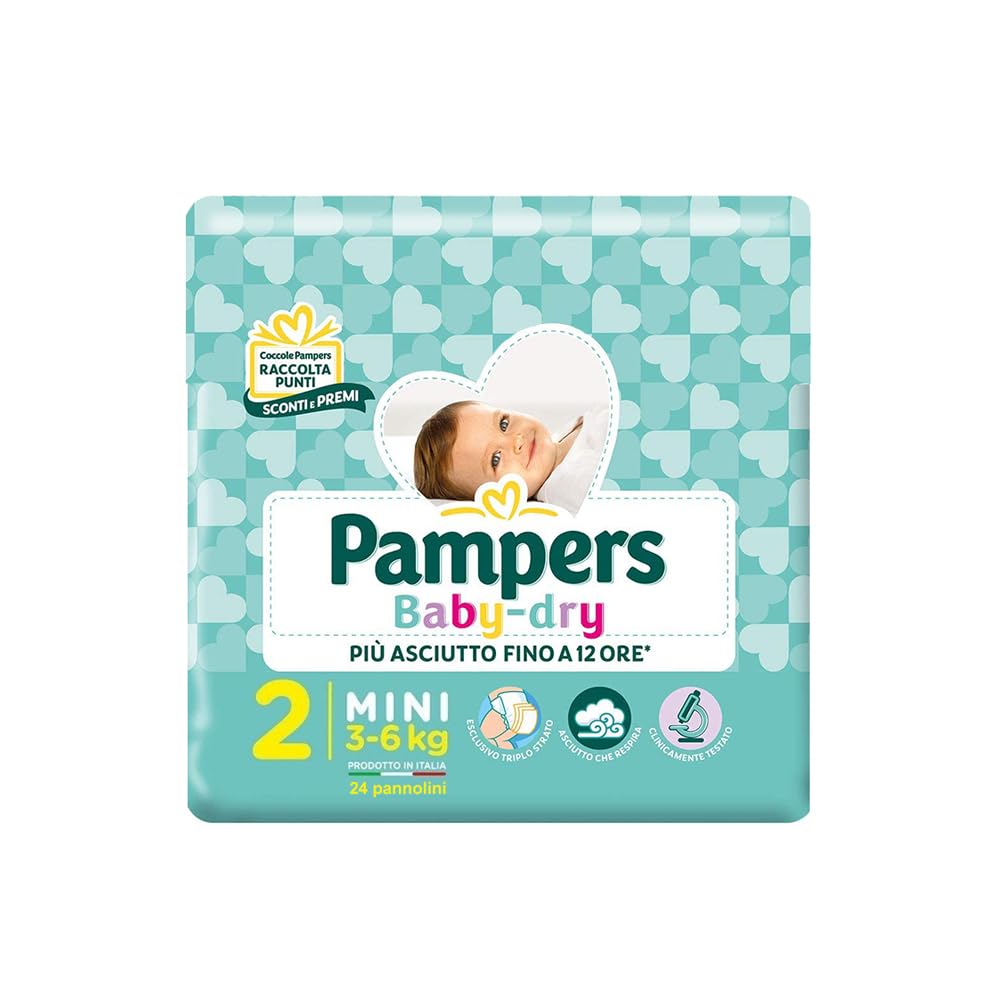 Pampers Babydry Flash Taglia 2 Mini 3-6 Kg • Contenuto: 24 Pannolini