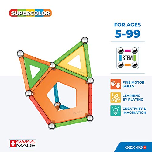 Geomag - Supercolor Costruzioni Magnetiche per Bambini, Giocattolo Magnetico Linea Green 100% Plastica Riciclata