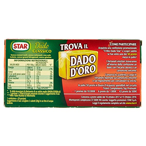 Star - Dado Classico, Ricco di Sapore, Verdure e Olio Extravergine d'Oliva - 6 confezioni da 10 dadi [60 dadi]