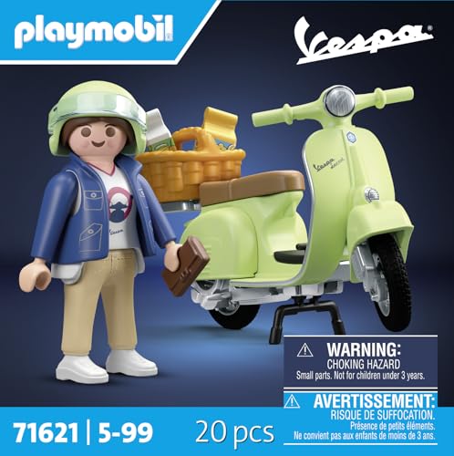 PLAYMOBIL Cars 71621 1969 Vespa 150 Sprint Veloce, Verde Chiaro, Modello Fedele per Collezionisti e Appassionati, comprende Molti Accessori e Varie opzioni per la Sella