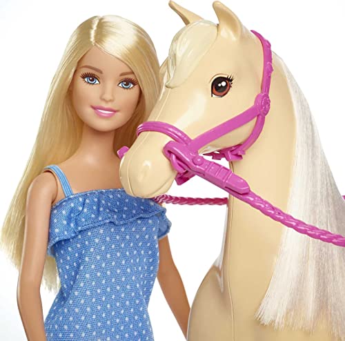 Barbie Bambola con Cavallo e Accessori, Giocattolo per Bambini 3+ Anni, FXH13