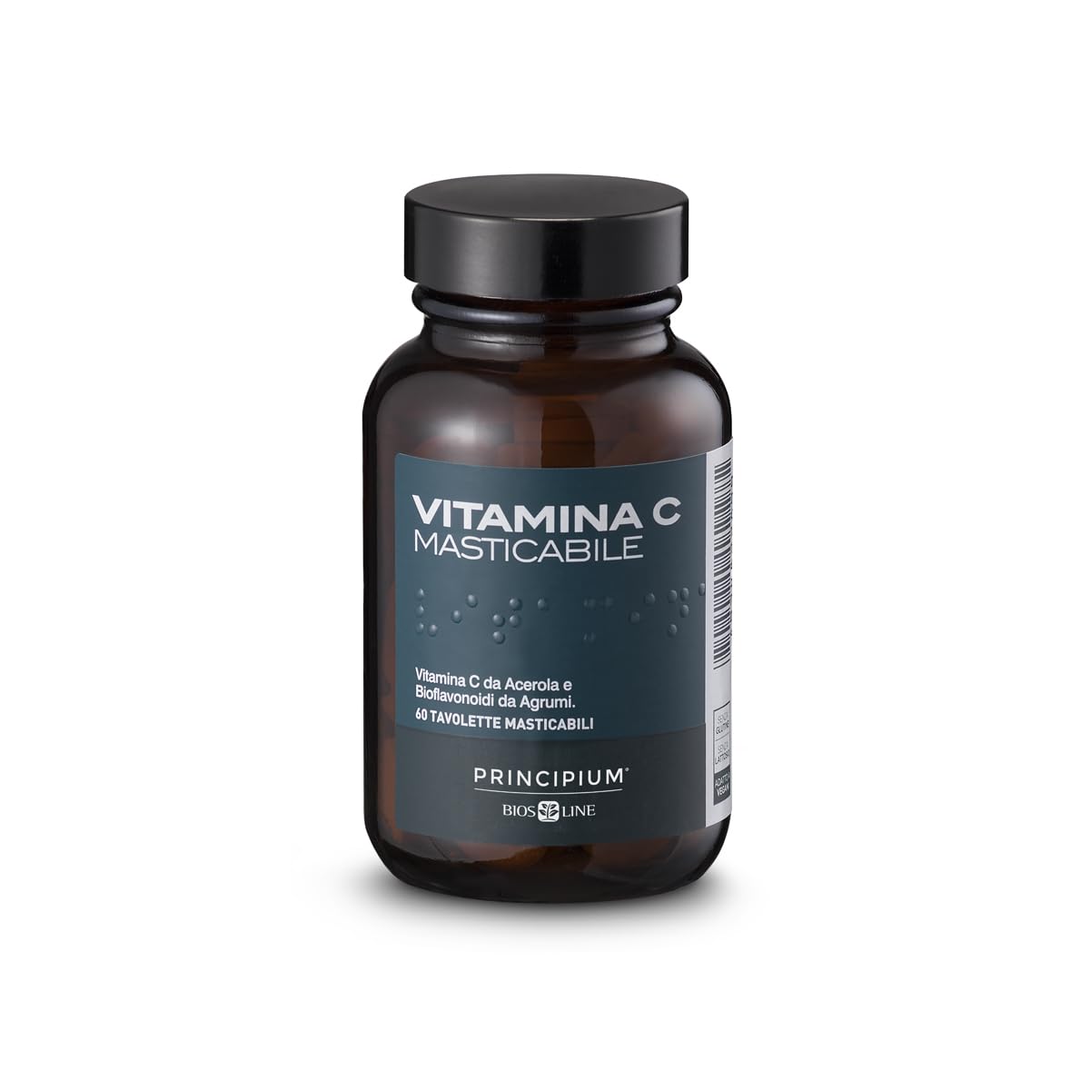BIOS LINE Principium Vitamina C Masticabile, Integratore Alimentare Naturale di Vitamina C, Gusto Amarena