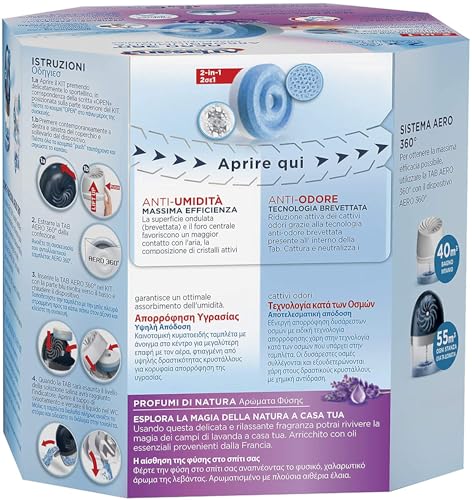 Ariasana Aero 360° Ricarica TAB Lavanda per dispositivo Aero 360° kit, assorbi umidità in Tab profumata rilassante, elimina i cattivi odori, aromaterapia, 2 TAB da 450g