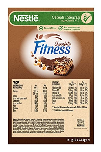 FITNESS CIOCCOLATO Barretta di Cereali con Frumento Integrale e Cioccolato 6 Pezzi