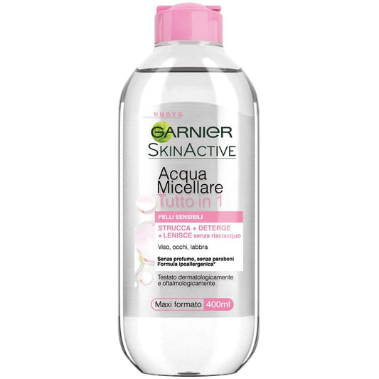 Garnier SkinActive, Acqua Micellare Tutto in 1, Pelli sensibili, Maxi formato, 400 ml