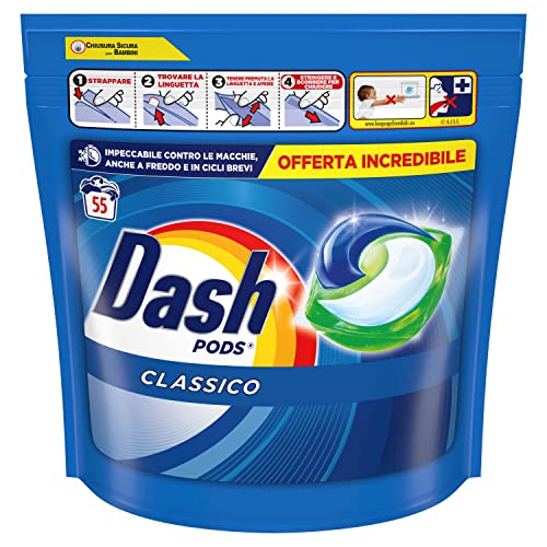 Dash Pods Detersivo Lavatrice In Capsule, 90 Lavaggi (2x45), Classico Fresco, Rimuove Le Macchie, Efficace A Freddo Anche E In Cicli Brevi