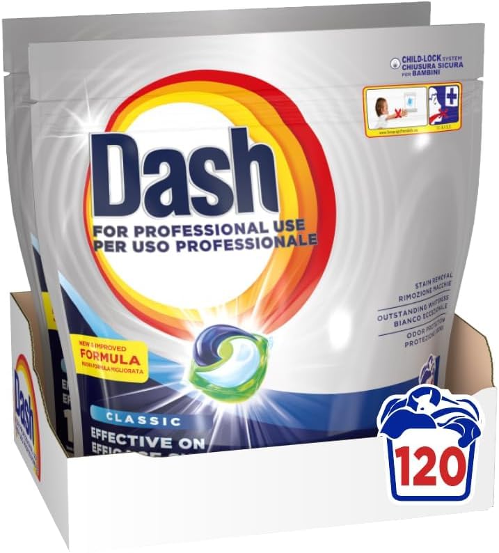 Dash Professional Pods Detergente Capsule Tutto-in-uno Classico, 60 lavaggi. Efficace su tutti i tipi di macchie grasse, Per uso professionale