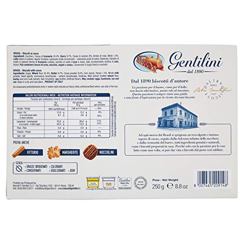 Gentilini Brasil Biscotti al Cacao - 5 pezzi da 250 gr
