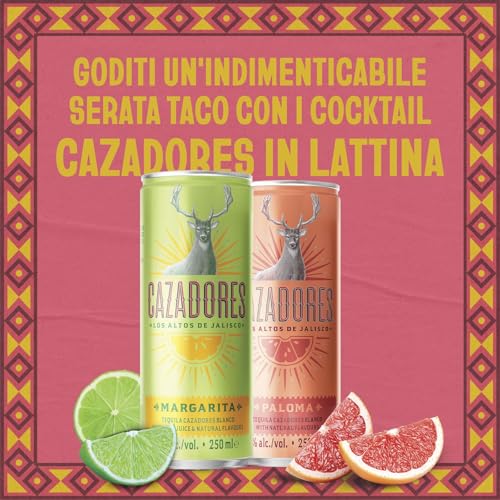 Cocktail Paloma CAZADORES pronto da bere, senza glutine e con aromi naturali, 5% ABV, 12 x 25cl / 250ml