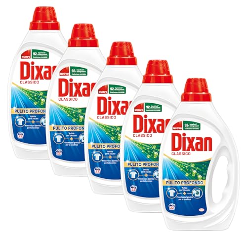 Dixan Detersivo Lavatrice Liquido Classico, 5 confezioni da 22 lavaggi, 110 lavaggi totali