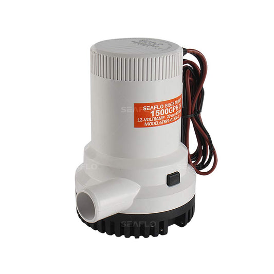 BTK Pompa di Sentina Seaflo 1500 GPH da 12V Elettrica ad Immersione con Filtro Rimovibile per Barca Camper Giardino Vasca Piscina