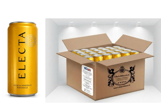 CG94-Electa Acqua Minerale Naturale in Lattina Dorata | Formato Slim 330 ml 24 Lattine | Confezione Global Dream
