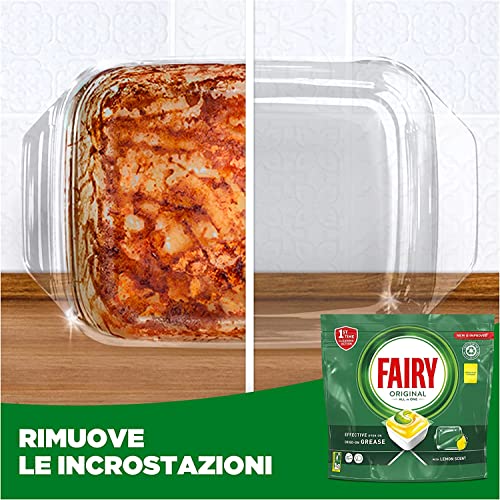 Fairy Original Detersivo Pastiglie Lavastoviglie Brillantante, Original Limone, Azione Pulente Al Primo Lavaggio, Efficace Sul Grasso Incrostato