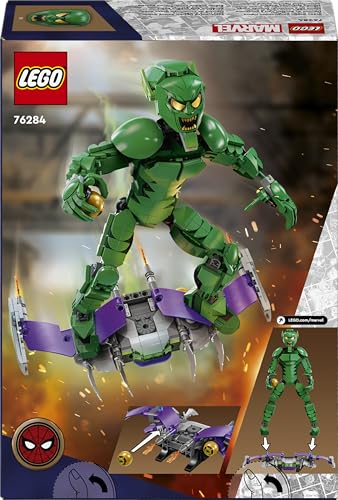 LEGO | Marvel Personaggio Costruibile di Goblin, Gioco d'Azione per Bambini e Bambine da 8 Anni, Action Figure del Nemico di Sider-Man con Arti Snodabili, Aliante e Bombe-Zucca, Idea Regalo 76284