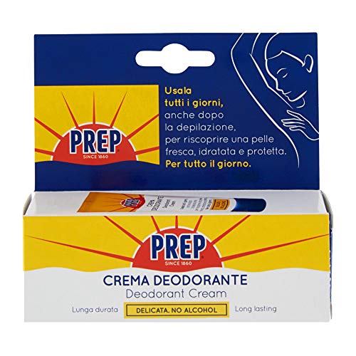 Prep, Crema Deodorante, Antitraspirante, Protezione 48h, per Pelli Sensibili, Senza Alcol, Coloranti e Conservanti, Pacco da 4 x 35 ml